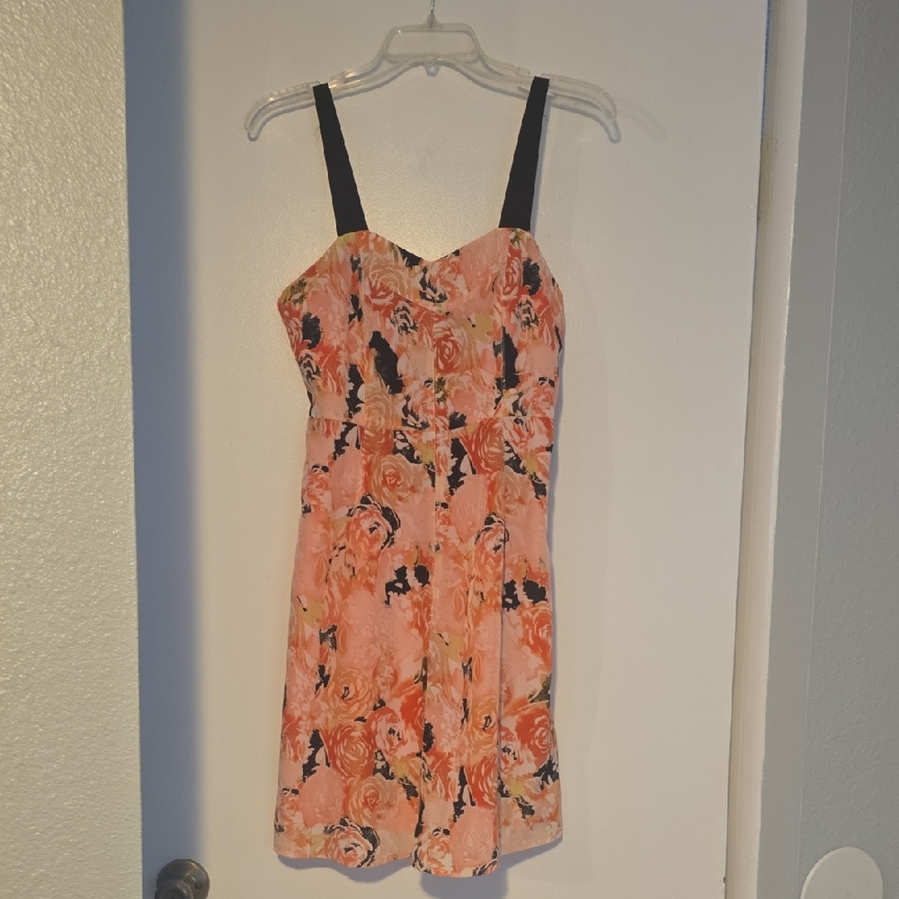 Candie's Vibrant Orange and Black Floral Dress